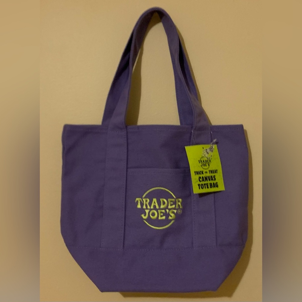 Trader Joe's Halloween Purple Canvas Tote Bag